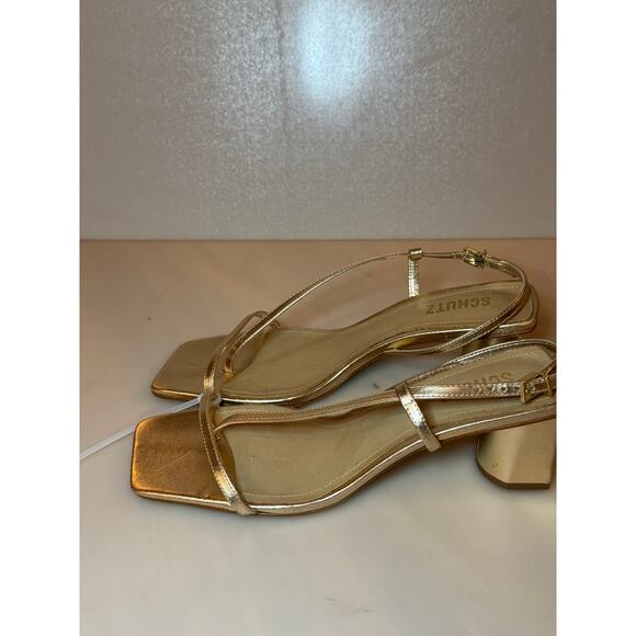 SCHUTZ Metallic Gold Strappy Sandals - Picture 3 of 8